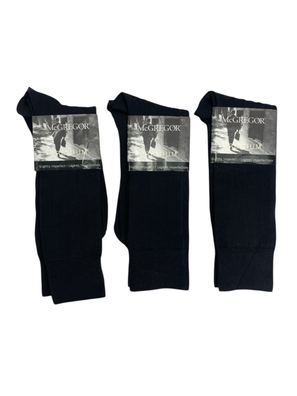 McGregor Men's Premium Black Dress Socks 3 Pairs Slightly Imperfect